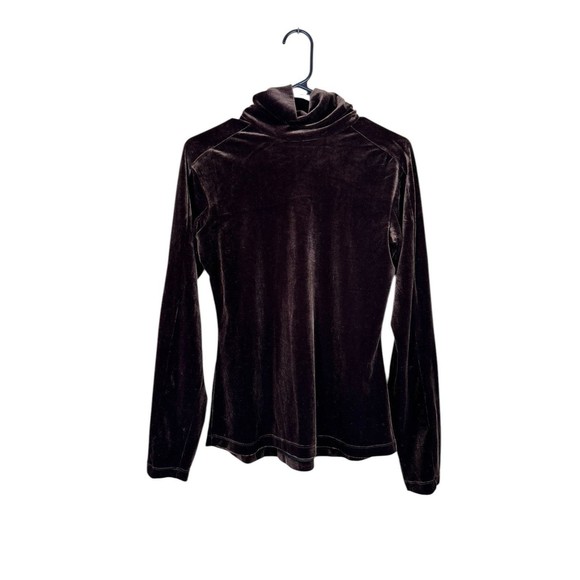 Skea Shimmies Turtleneck SZ M Womens Chocolate Brown Velvet Minimalist Capsule - Picture 1 of 7
